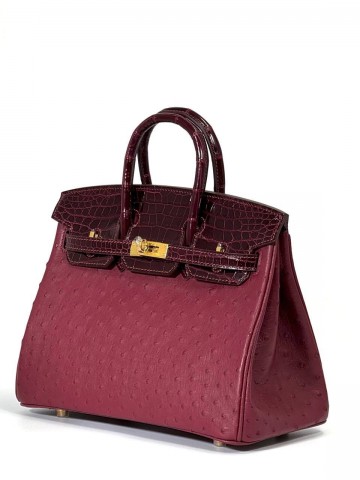 Сумка Hermes из кожи крокодила и страуса 25 см