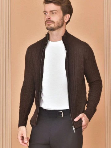 Кашемировый свитер Loro Piana Premium zip-up - Brown