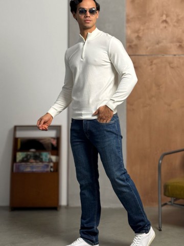 Белый джемпер Loro Piana Zip Neck