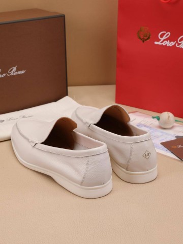 Мужские кожаные лоферы Loro Piana Summer Walk - White