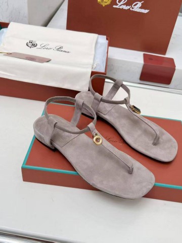 Женские замшевые сандалии Loro Piana Premium - Grey