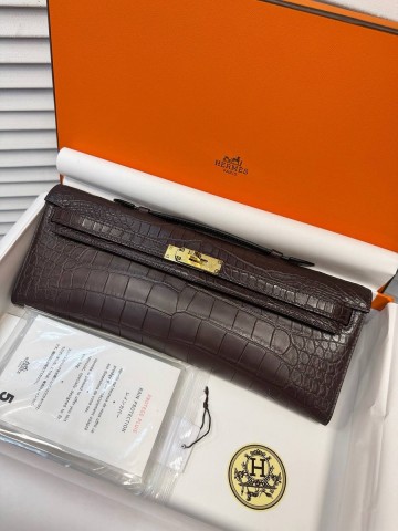 Hermes Kelly Cut crocodile клатч
