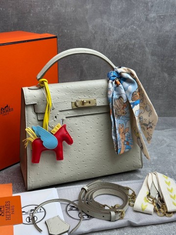 Hermes Kelly ostrich 28 сумка