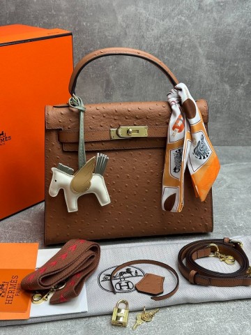 Hermes Kelly ostrich 28 сумка