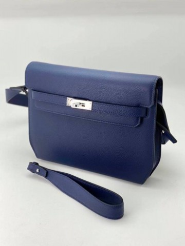 Hermes Kelly Depeche 25 Bleu Epsom клатч