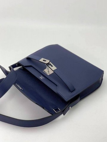 Hermes Kelly Depeche 25 Bleu Epsom клатч