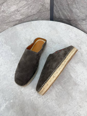 Kiton Suede espadrilles cognac calfskin мюли #250088KX